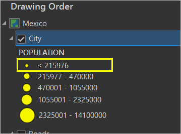 Layer in ArcGIS Pro with a symbol class label that uses a less-than-or-equal-to character Layer in ArcGIS Pro with a symbol class label that uses a less-than-or-equal-to character