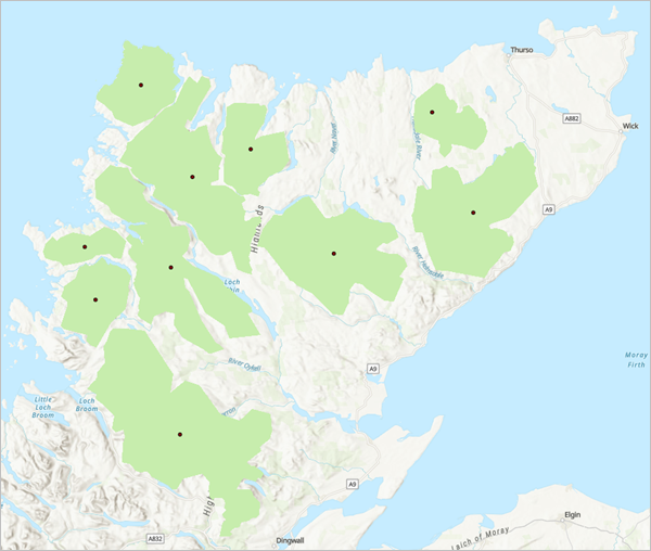 Centroids for wildlands in Scotland Centroids for wildlands in Scotland